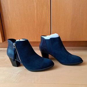 Women's Vionic Navy Blue Suede and Snake Booties